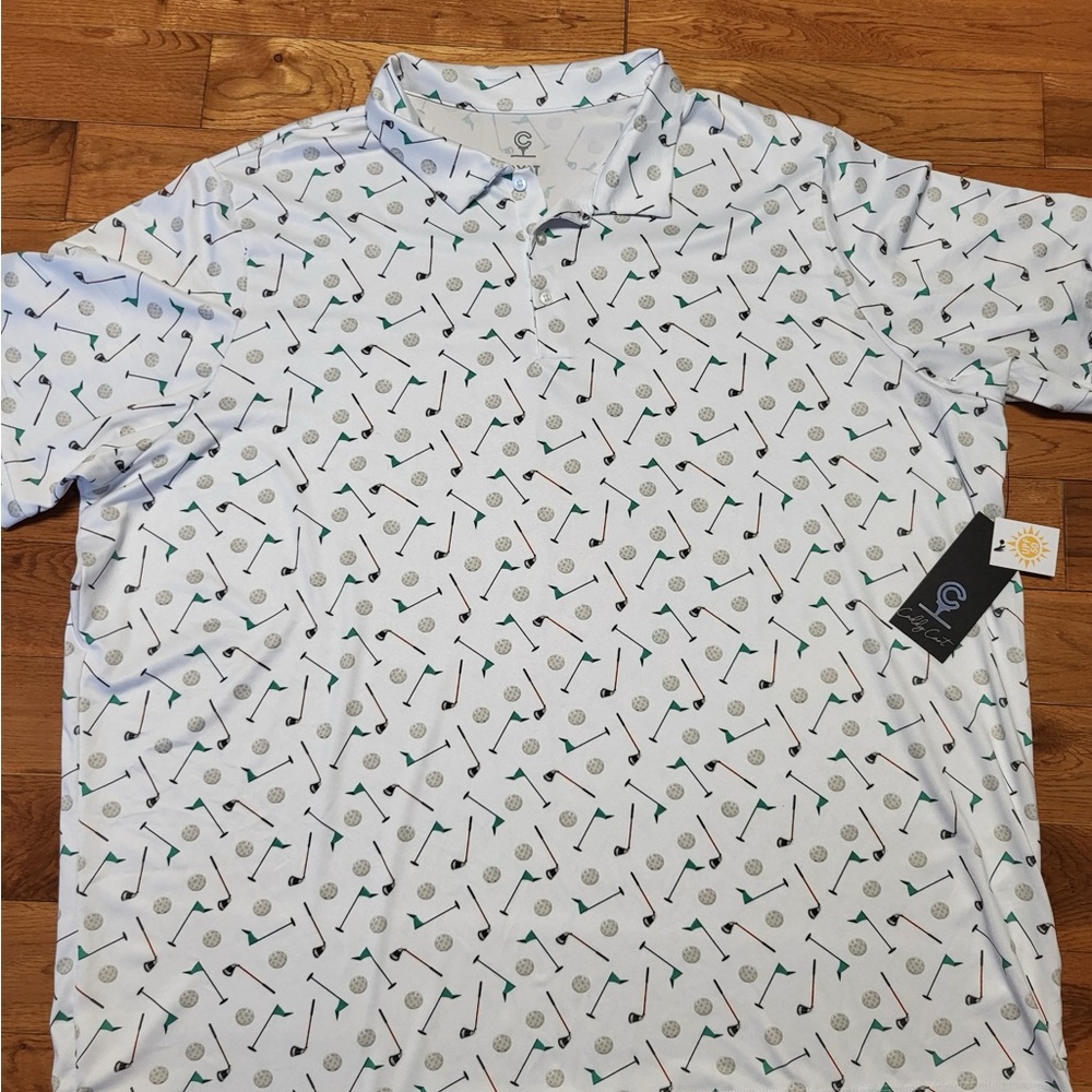 Stylish White Golf Print Polo Shirt